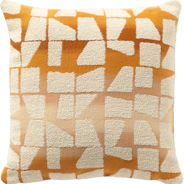 Dutch Decor RIO - sierkussen 45x45 cm - Golden Ochre - oranje, wit - Inclusief binnenkussen - Luxe kussens voor woonkamer & bank