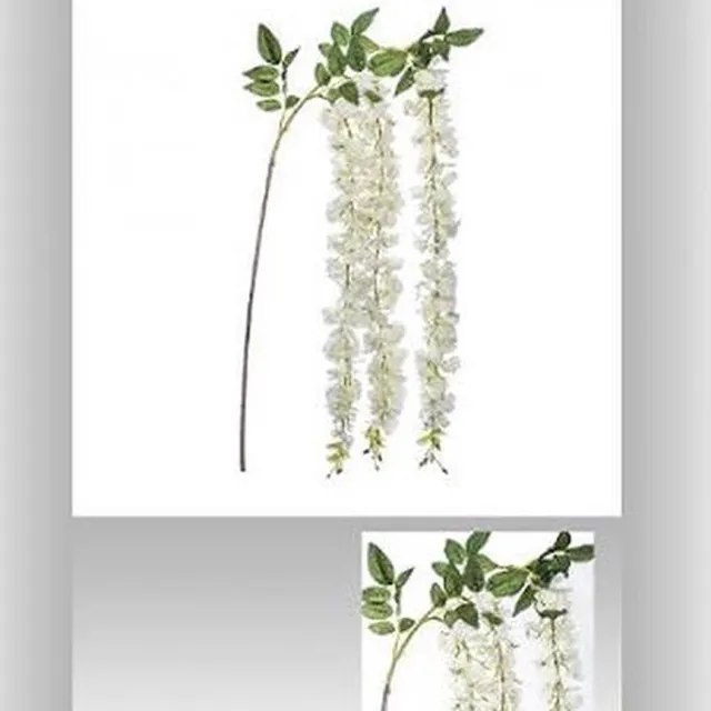 Atmosphera Créateur d'intérieur® Kunstbloem witte regen stengel - Kersenbloesems - Hangende witte kunstbloemen - Luxuries Wisteria - 130cm - wit