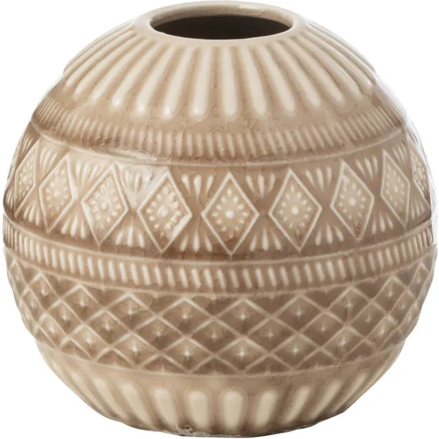 J-Line vaas Ball Etnisch - porselein - beige - small Bruin