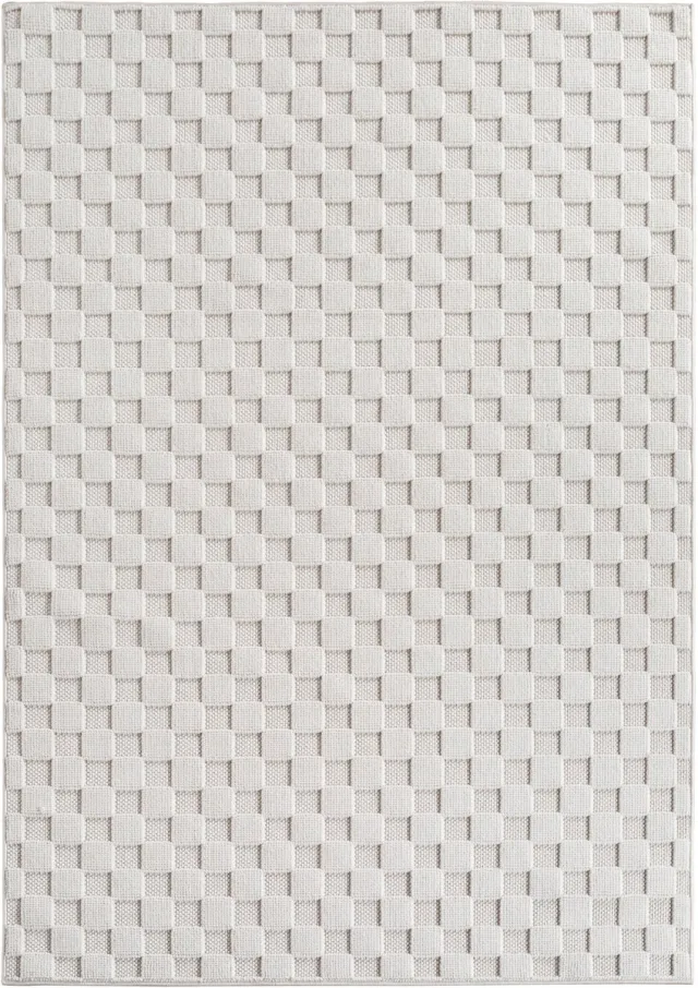 Ayyildiz Helix Geruit Vloerkleed Creme 80x150 cm – Laagpolig Tapijt met Ruitpatroon – Modern Vloerkleed voor Woonkamer en Slaapkamer