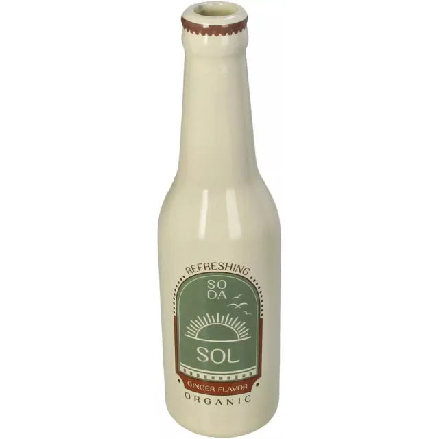 kadootjethuis.nl Vaas Soda Fles Sol Aardewerk H24cm – Trendy Keramieken Flesvaas Beige Groen – Decoratieve Vaas beige en groen