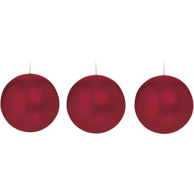 Trend Candles Bolkaars glad - 3x - bordeaux rood - 8 cm - 25 branduren - ronde kaarsen