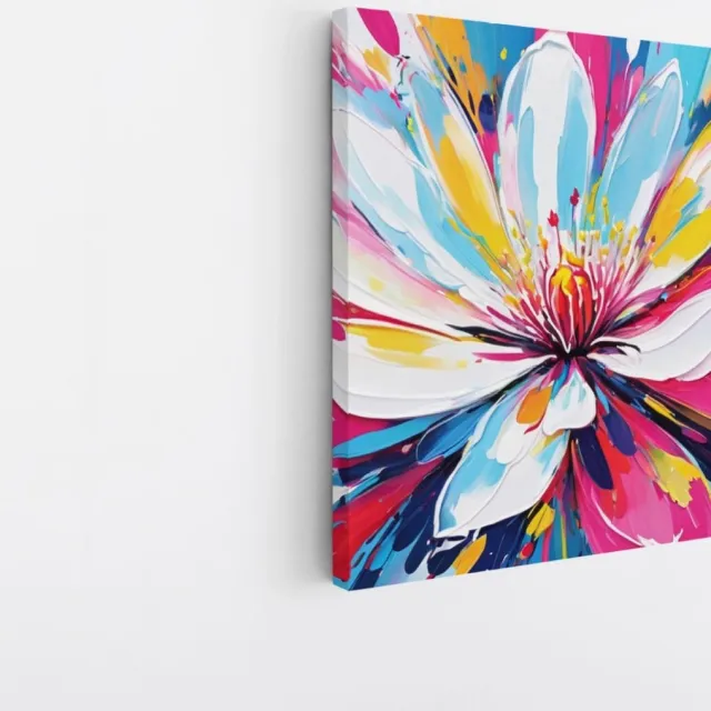 Saammp Canvas Schilderij - Explosie van kleuren - Bloemen - Abstract - 30x30 - Foto op canvas - Wanddecoratie - Muurdecoratie Woonkamer - Kantoor Decoratie Multicolor