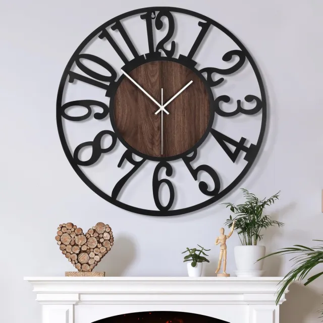Mee 2ou Grote Wandklok met Tikgeluid, 40 CM/16 Inch Stil, Geruisloos, Werkt op Batterijen, Modern, Extra Groot, Retro Vintage Extra Groot Wandklok voor Woonkamer, Slaapkamer en Keuken Bruin