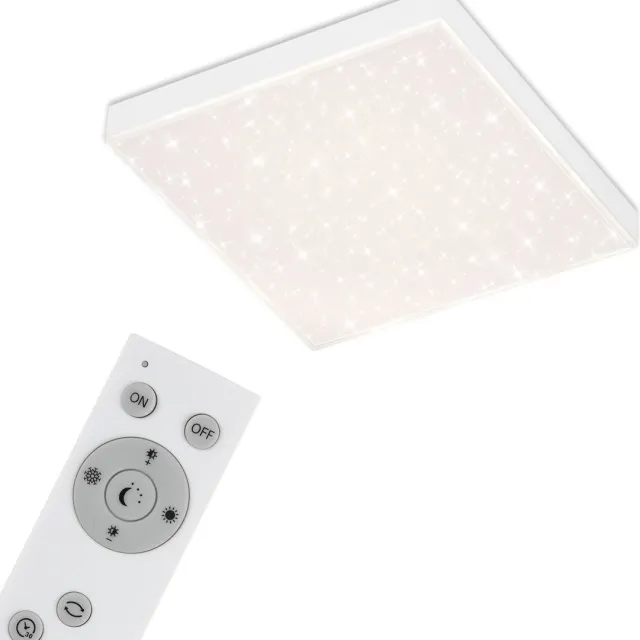 Briloner Plafonniére - plafondlamp dimbaar - met lichtrand -sterrendecoratie - incl. afstandsbediening - kleurtemperatuurregeling -15 watt -1.600 lumen - wit Wit (met sterrenhemel)