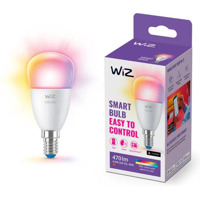WiZ Kogellamp - Gekleurd en Wit Licht - Slimme LED Verlichting - E14 fitting - 40W - Mat - Wi-Fi