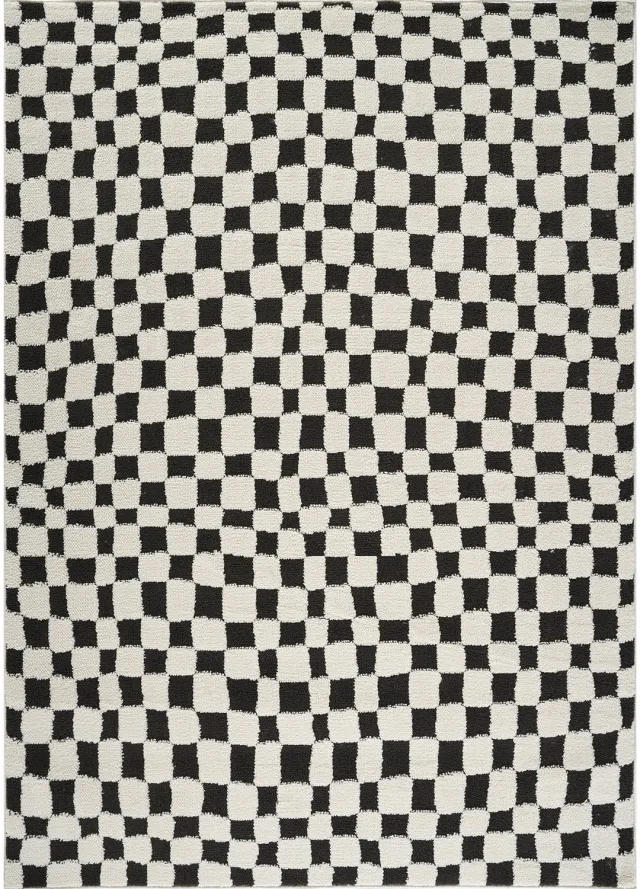 Surya Irina vloerkleed modern scandinavisch ruitpatroon zwart wit