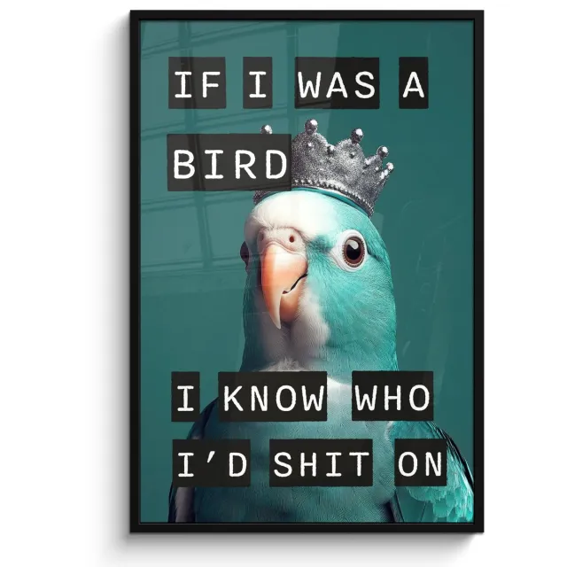FrameYourWall Poster in lijst - Fotolijst 80x120 cm - Posters - Parkiet - Turquoise - Quotes - Decoratie - Posterlijst zwart - Decoratie - Wanddecoratie woonkamer - Muurdecoratie slaapkamer Tekst - Parkiet