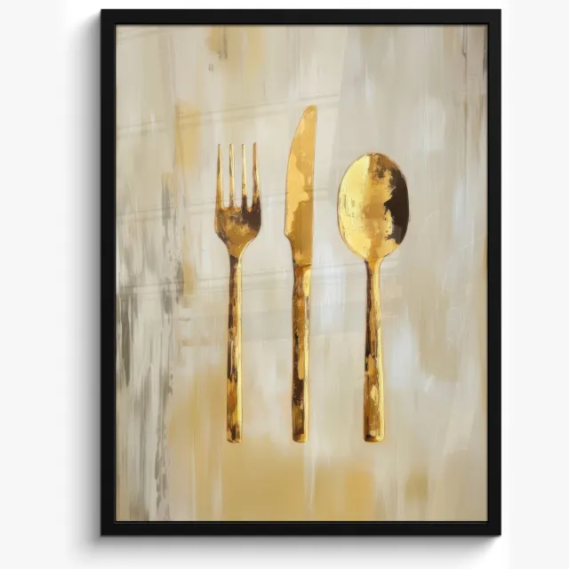 FrameYourWall Poster in lijst - Fotolijst 50x70 cm - Posters - Verf - Goud - Bestek - Posterlijst zwart - Decoratie - Wanddecoratie woonkamer - Muurdecoratie slaapkamer Bestek - Verf