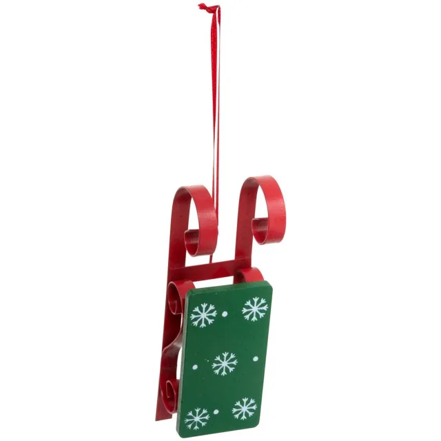 Feeric lights & Christmas Houten kerstboomversiering in de vorm van een slee, 12 cm modèle c