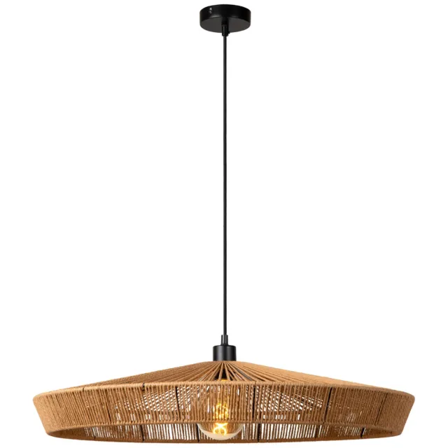 Lucide YUNKAI - Hanglamp - Ø 70 cm - 1xE27 - Licht hout Licht hout, Zwart