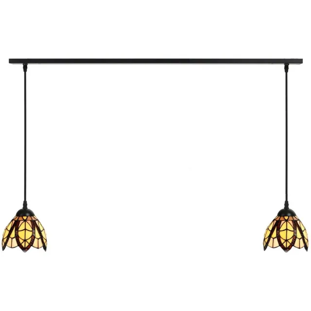 Coloured by Art 2 x Tiffany Flow Souplesse Small lampen aan plafondbalk - Art Deco Trade Zwart