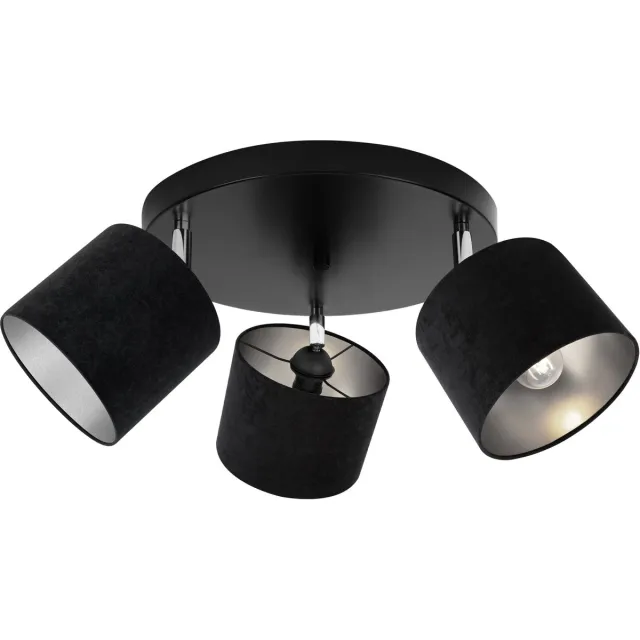 HOME LIGHT Light-Home MEDIOLAN – Hanglamp Plafondlamp – Velours Abatjour – Chrom – 3-lichts zwart