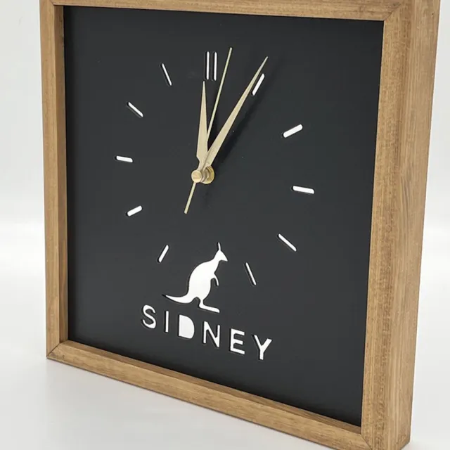Bubidekor Moderne Wandklok Sidney 30x30 - Wanddecoratie - Kunstwerk - Kunst aan de muur - Houten kunst - Klok - Klokken Zwart; Sidney