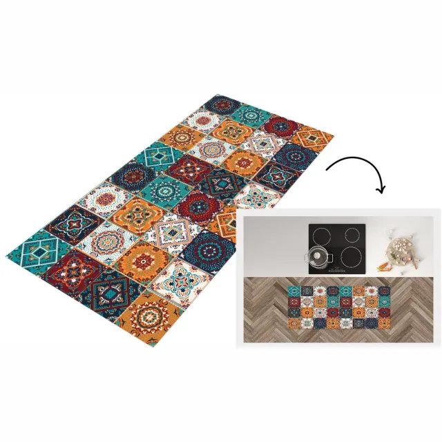 KitchenYeah Keukenloper - Loper keuken - Retro - Bladeren - Design - Oranje - Bruin - Keukenloper vinyl Multicolor