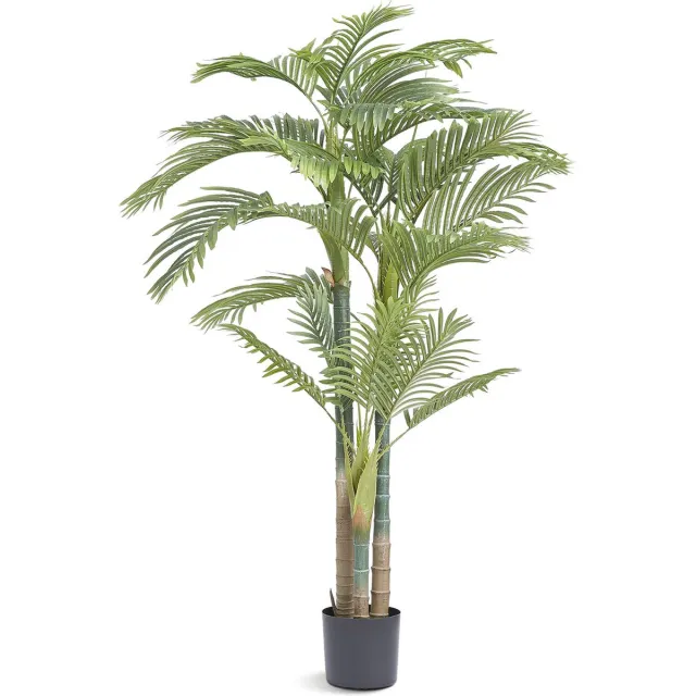 Vevor Kunstmatige Goudfruitpalm 1030x1030x1981mm Kunstplant PE Kunstplanten Plastic Planten in Pot Geurloos Waterdicht Ideaal voor het Decoreren van Slaapkamer Studeer Woonkamer groen