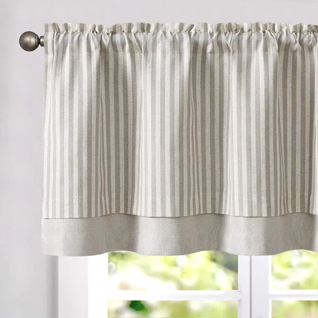 Unyqoos ® Stijlvolle Dubbellaagse Linnen Vitrage Gordijnen voor Keuken en Eetkamer, Verduisterend en Modern Design grijs