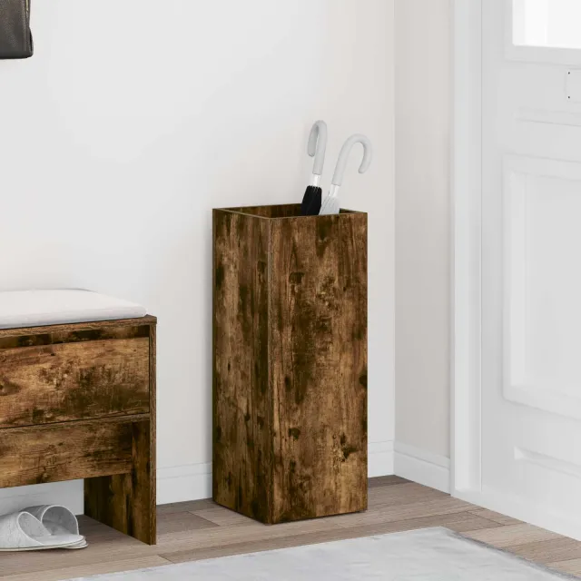 vidaXL Paraplu Standaard Gerookt eiken 25 x 24,5 x 64 cm Bewerkt hout Bruin