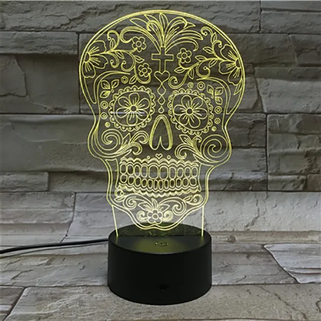 MC Living 3D Led Lamp Met Gravering - RGB 7 Kleuren - Mexico Schedel