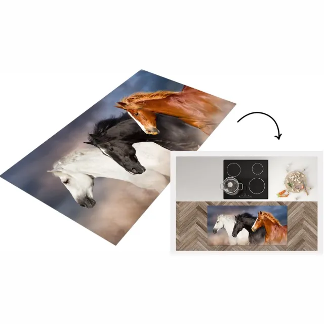 KitchenYeah Keukenloper - Loper keuken - Paarden - Boerderijdieren - Vacht - Keukenloper vinyl Multicolor