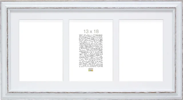 Deknudt Frames fotolijst S221H3 P3 - wit met accent - 3 foto's 13x18