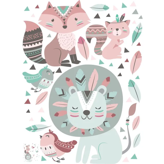 Ambiance Sticker Muurstickers - Leeuw, stamhoofd - Zelfklevende stickers - 105x80cm Multi color