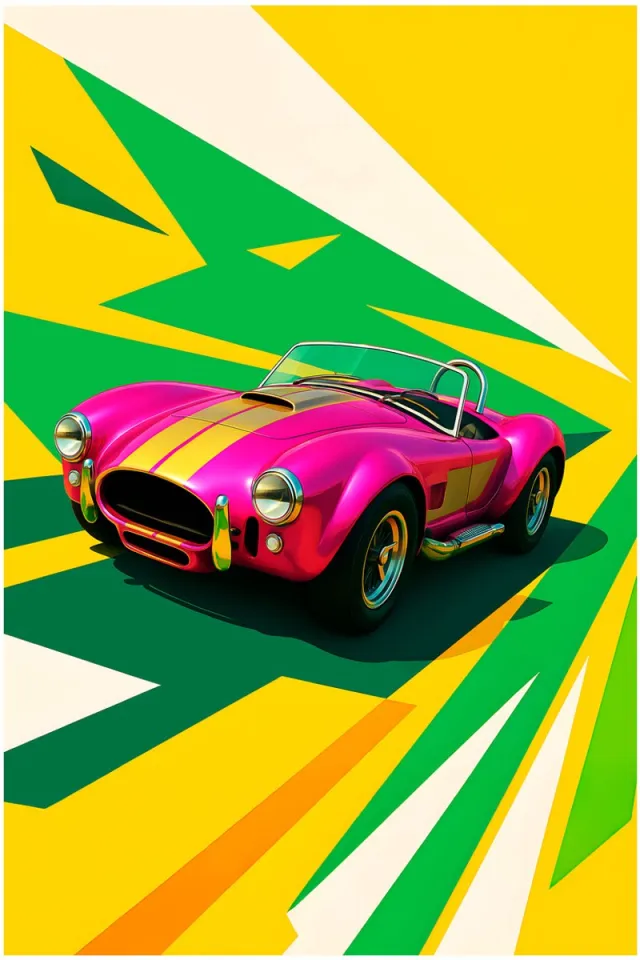 Kleurmedia Raceauto Poster - Roze Klassieke Cabrio Raceauto - Classic Racing Collection - Posters voor Autoliefhebbers - A1+ 61 x 91,5 cm