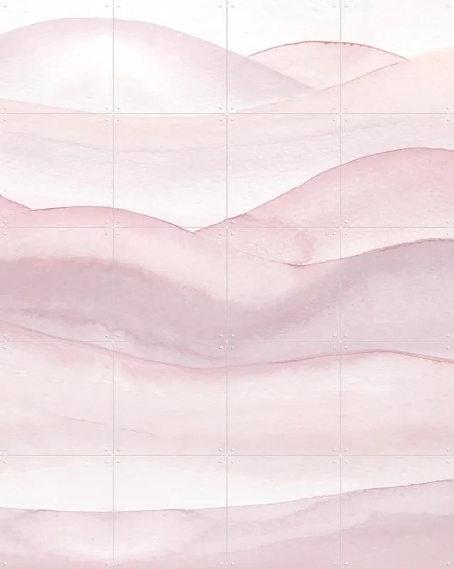 IXXI Watercolor ombre curves, Bloomery Decor - 80 x 100 cm - Grote wanddecoratie en posters - Aquarel, Schilderijen, Abstract, Slaapkamer, Woonkamer Roze