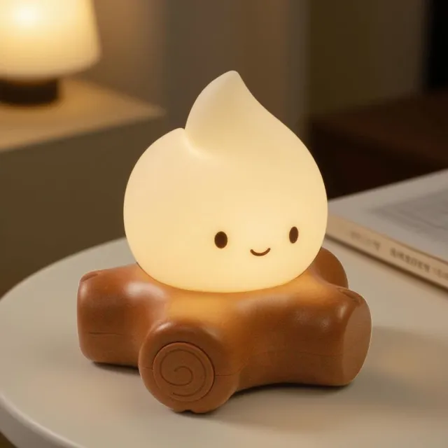 Daity Schattig nep-kampvuurlampje met witte ruis - 5 rustgevende geluiden en flikkerend vlamlicht - oplaadbaar - draagbaar nachtlampje om te slapen - te ontspannen - als kampeerdecoratie en als cadeau (versie met witte ruis) lichtgeel