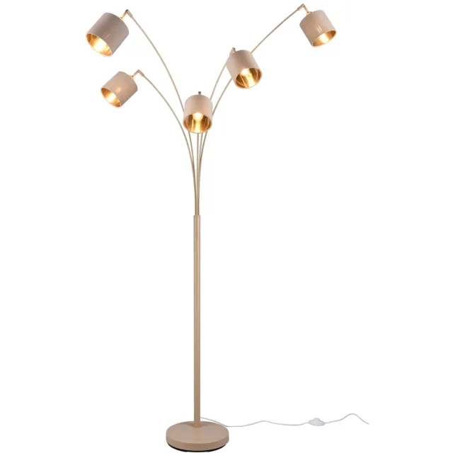 Reality TOMMY - Vloerlamp - Beige - excl. 5x E14 3,5 W
