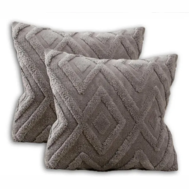 Trovano Sierkussen set van 2 40x40 cm Grijs | Inclusief binnenkussens | Vierkante, Zachte & Luxe Sierkussens voor Bank & Woonkamer