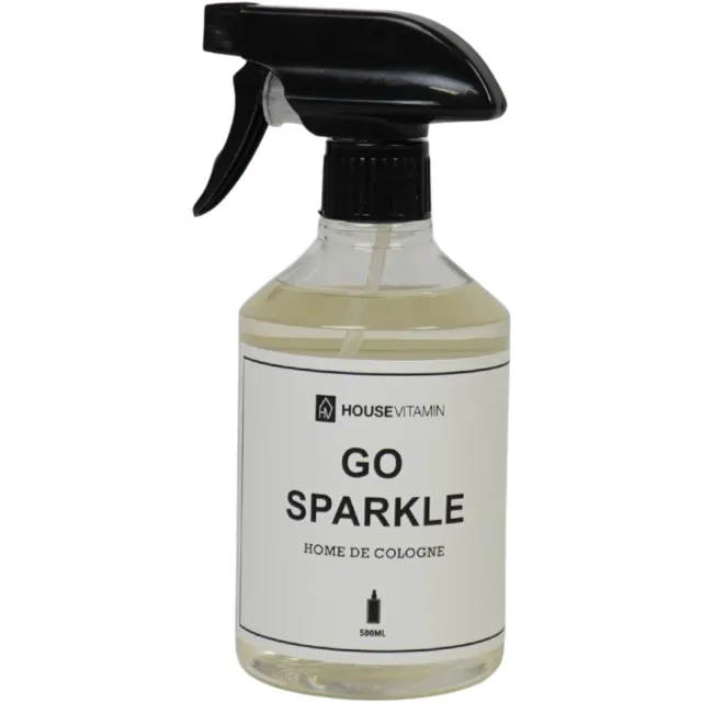 Housevitamin Roomspray Go Sparkle – Amber – 500 ml – Luxe Huisparfum – Interieurspray – Geurspray voor Woonkamer, Toilet & Badkamer Transparant
