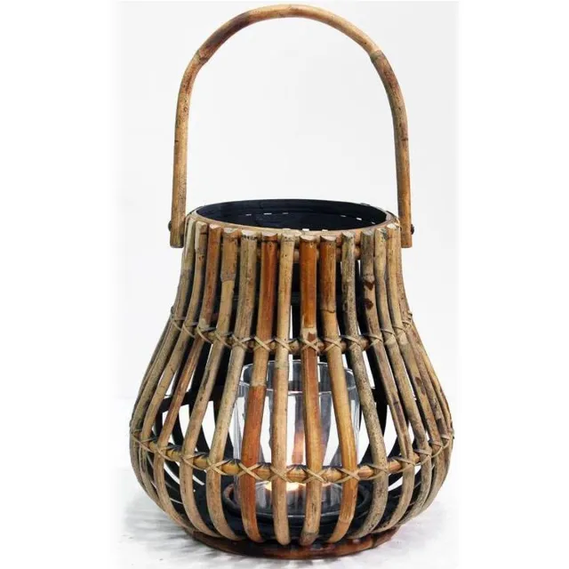 Van der Leeden Mandwerk Rotan Lantaarn - 37 × 35 cm - Bruin