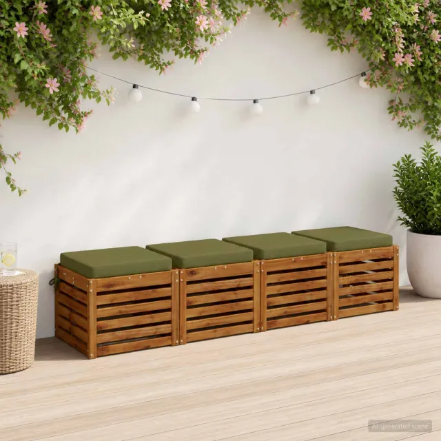 vidaXL Zitkussens SOEST 4 st 100% Polyester Olijfgroen 40 x 40 x 7 cm