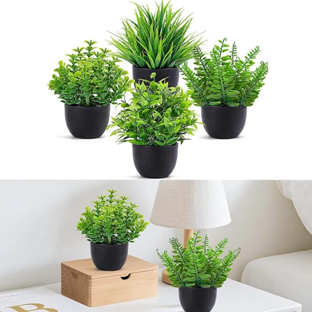 Mrilary 4 stuks Mini Kunstplanten in Pot - Realistische Groene Planten voor Binnen & Buiten - Decoratie voor Kantoor, Woonkamer en Slaapkamer