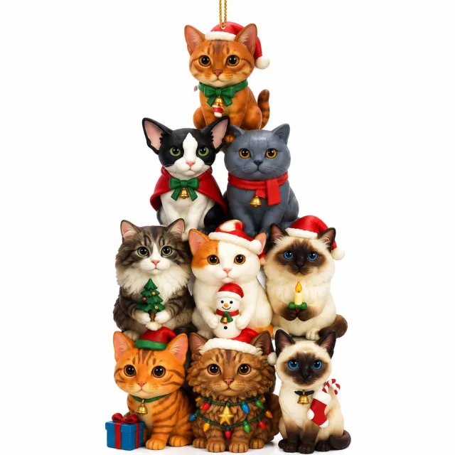 SWGOTA Adventskalender met 24 platte kattenhangers - genummerde vakjes, kerstmotieven en ophangkoordjes - doosverpakking Zwart