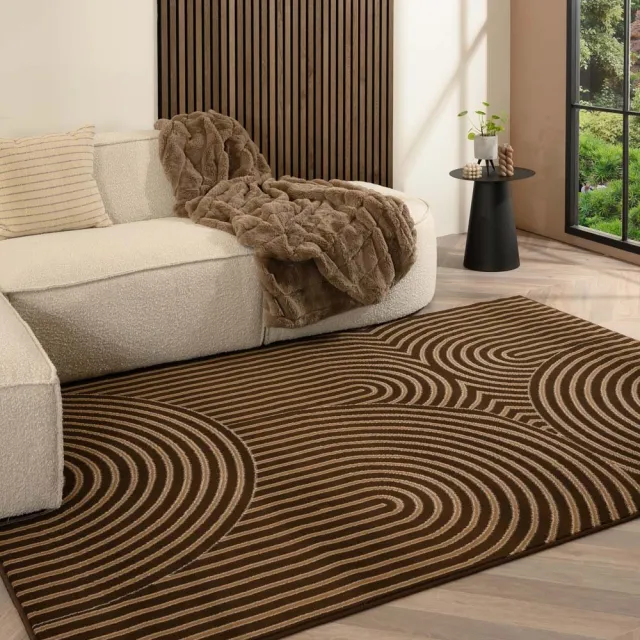 Tapeso Japandi vloerkleed - Ease Akira bruin 160x230