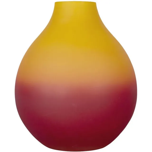 ByOn Vaas Geel Rood Glas – 30 cm Hoog – Ovaal Design – Moderne Blikvanger