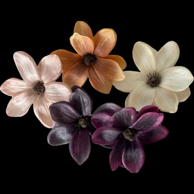 Seta Fiori Set 25 stuks - Magnolia clip - 5 kleuren - *AANBIEDING* Pink, Burgundy, Aubergine, Creme en Peach
