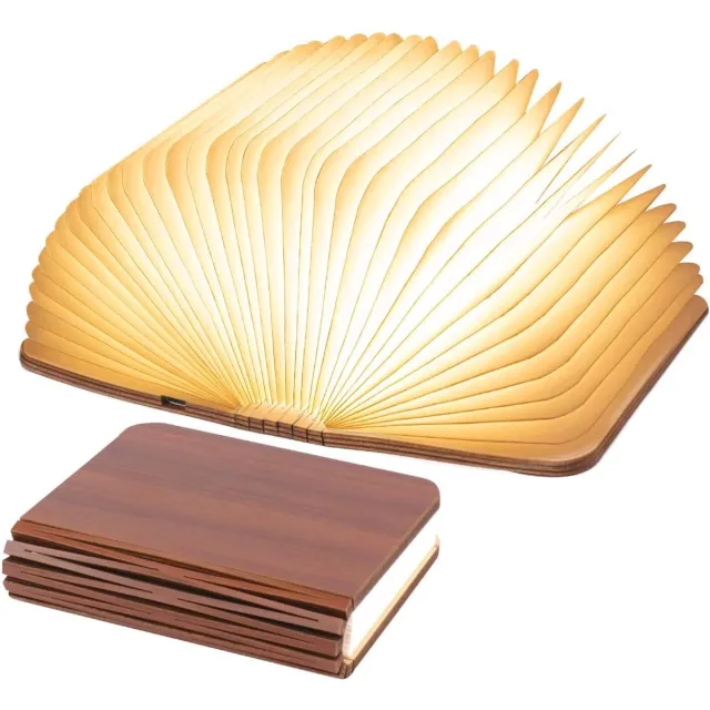 OUYLAF Boeklamp - leeslamp - boeklampje - boek lampje - 7 kleuren mini opvouwbare boeklamp - Oplaadbaar en Opvouwbaar Papieren Lamp - Book Light - Sfeerverlichting - 3,9 × 3,1 × 1 inch - mi ni hout kleur