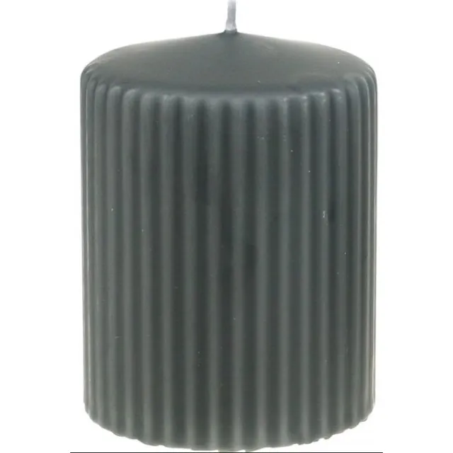 Wenzel Kerzen Antraciet pilaarkaarsen, gegroefde kaarsen, 70/90mm, set van 4, Advent