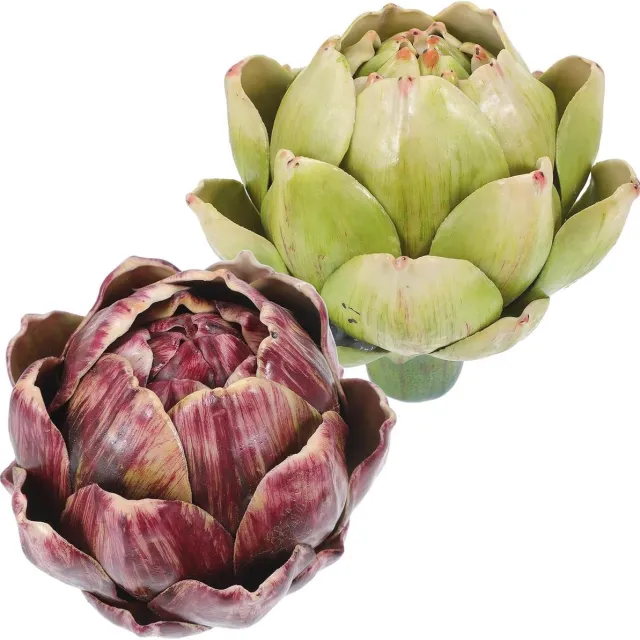 CSGoods Set van 2 realistische kunst artisjokken voor keukendecoratie en wooncultuur paars