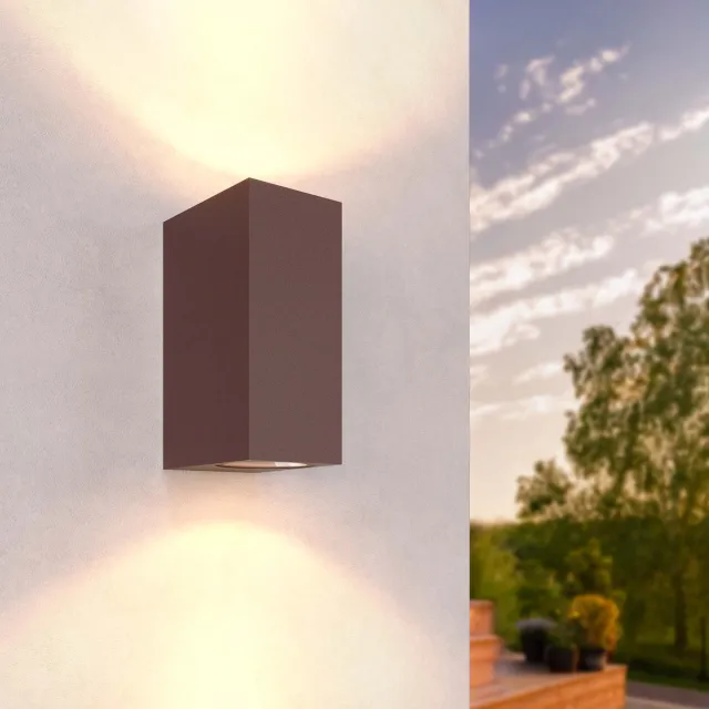 LEDVION Wandlamp Buiten Cube, Roest, GU10 Fitting