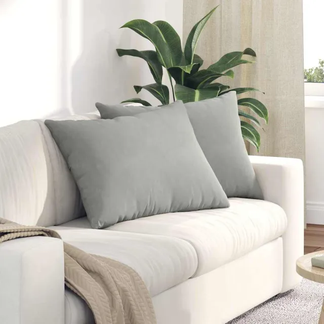 vidaXL Sofa Kussens 2 st Microvezel Stof Lichtgrijs 70 x 50 cm