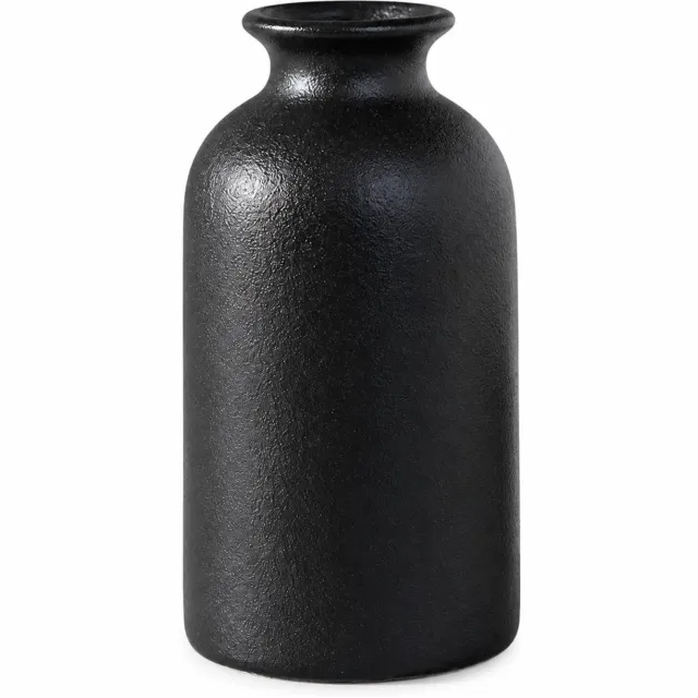 SWGOTA Zwarte keramische vaas - klein model, 12 cm hoog, diameter 6.8 cm, opening 3 cm - voor kunstbloemen