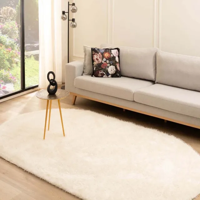 Tapeso Velvet vloerkleed ovaal - Posh wit 240x340