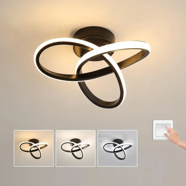 Riserva LED Plafondlamp Design - 22W - 2475 lm - 3 Lichtkleuren 3000K/4500K/6500K - Zwart - Moderne Plafonnière voor Woonkamer, Slaapkamer en Keuken