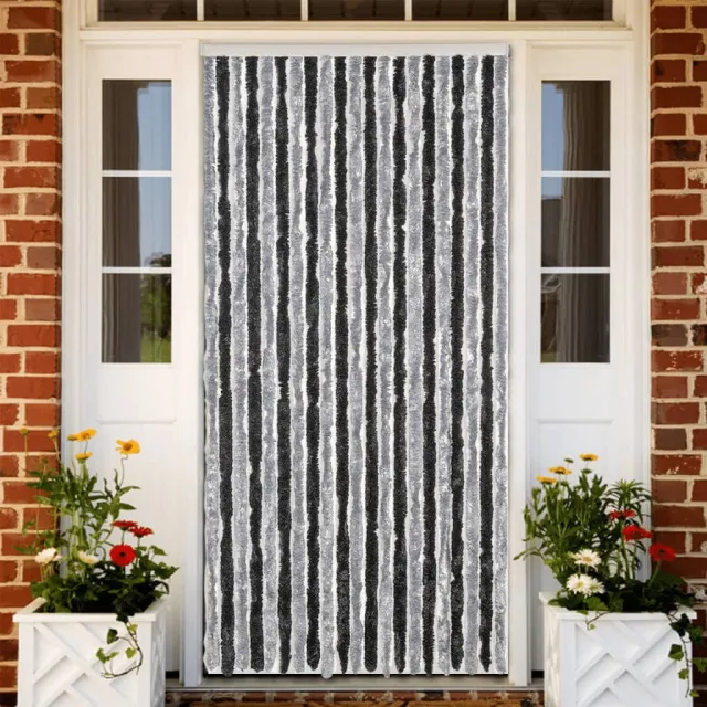 vidaXL Vliegengordijn 90x200 cm chenille grijs en zwart