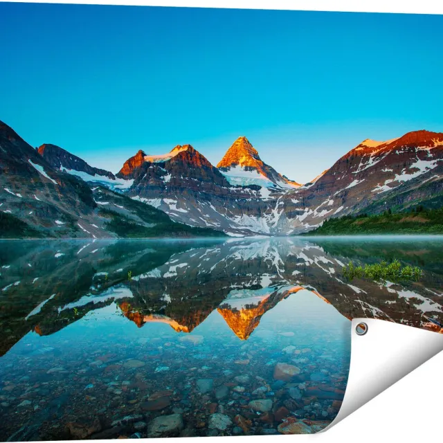 Gards Tuinposter Berg Assiniboine bij het Meer in Canada - 80x60 cm - Tuindoek - Tuindecoratie - Wanddecoratie buiten - Tuinschilderij Multikleur