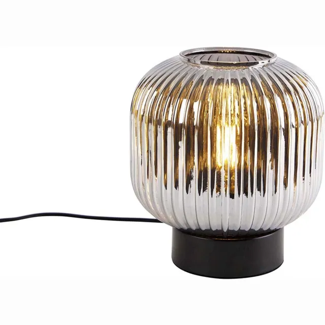 QAZQA karel - Art Deco Dimbare LED Smart Tafellamp incl. wifi met Dimmer - 1 lichts - H 22 cm - Zwart - Woonkamer | Slaapkamer | Keuken Zwart Smart LED